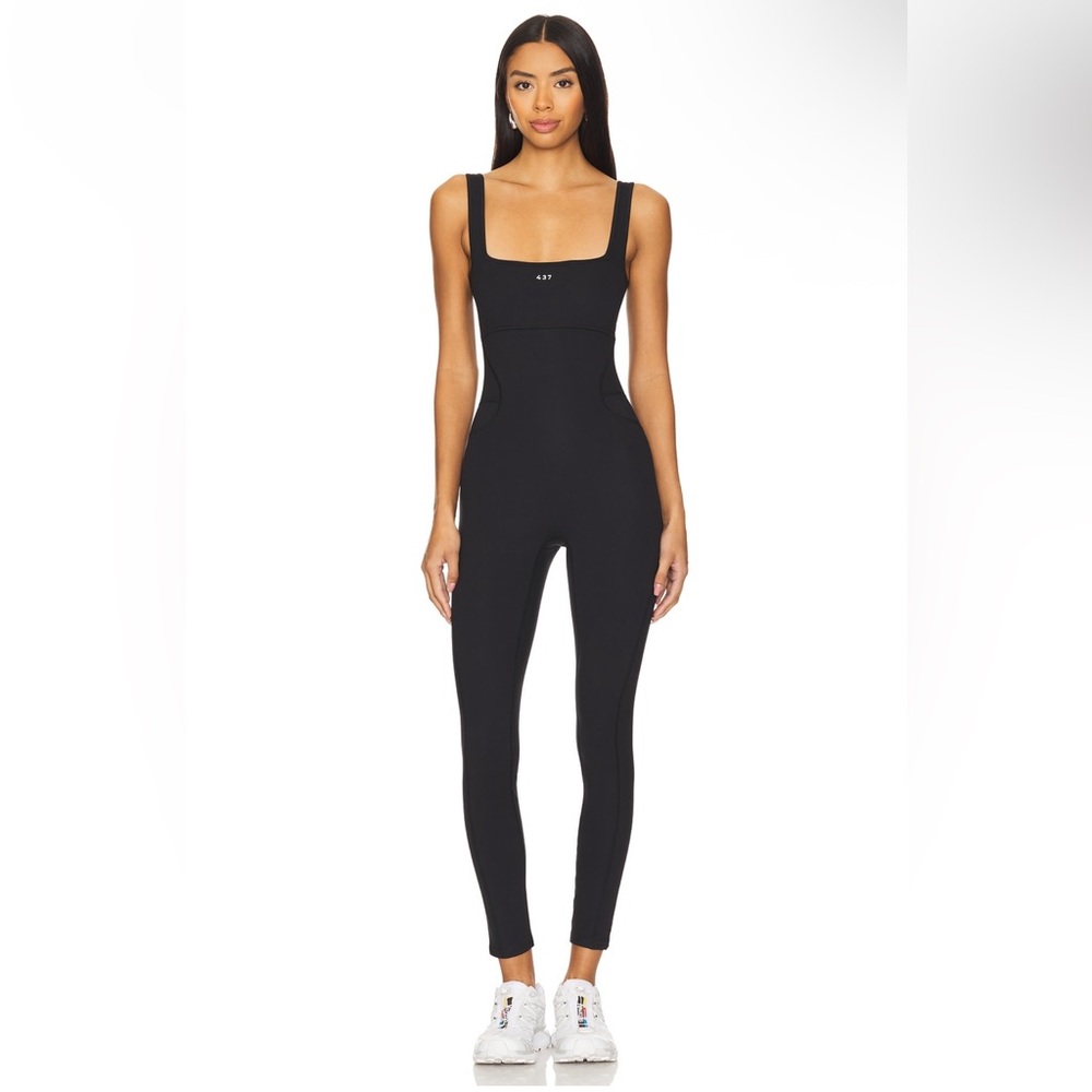 Black Square-Neck Sculpting Jumpsuit